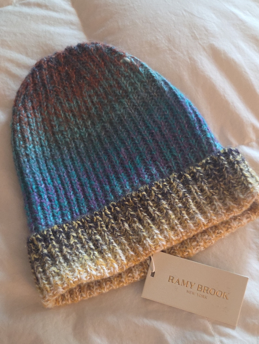 Ramy Brook Multicolor Kids Knit Beanie - Blue, Purple & Gold